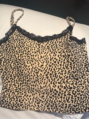Edikted Leopard Print Lace-Trim Cami